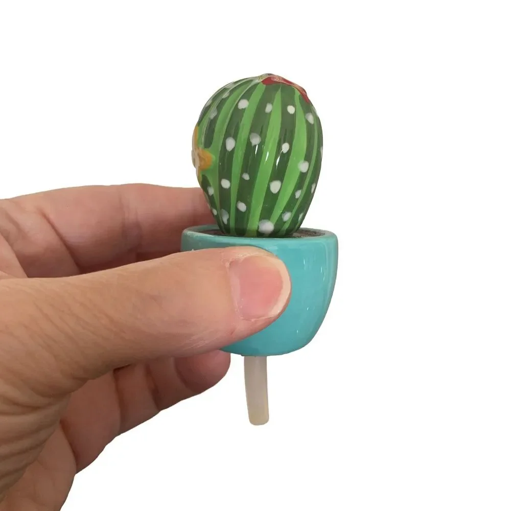 Nora Fleming Pearl Dot Holder Crock Vase Base with Cactus Mini Ceramic Retired